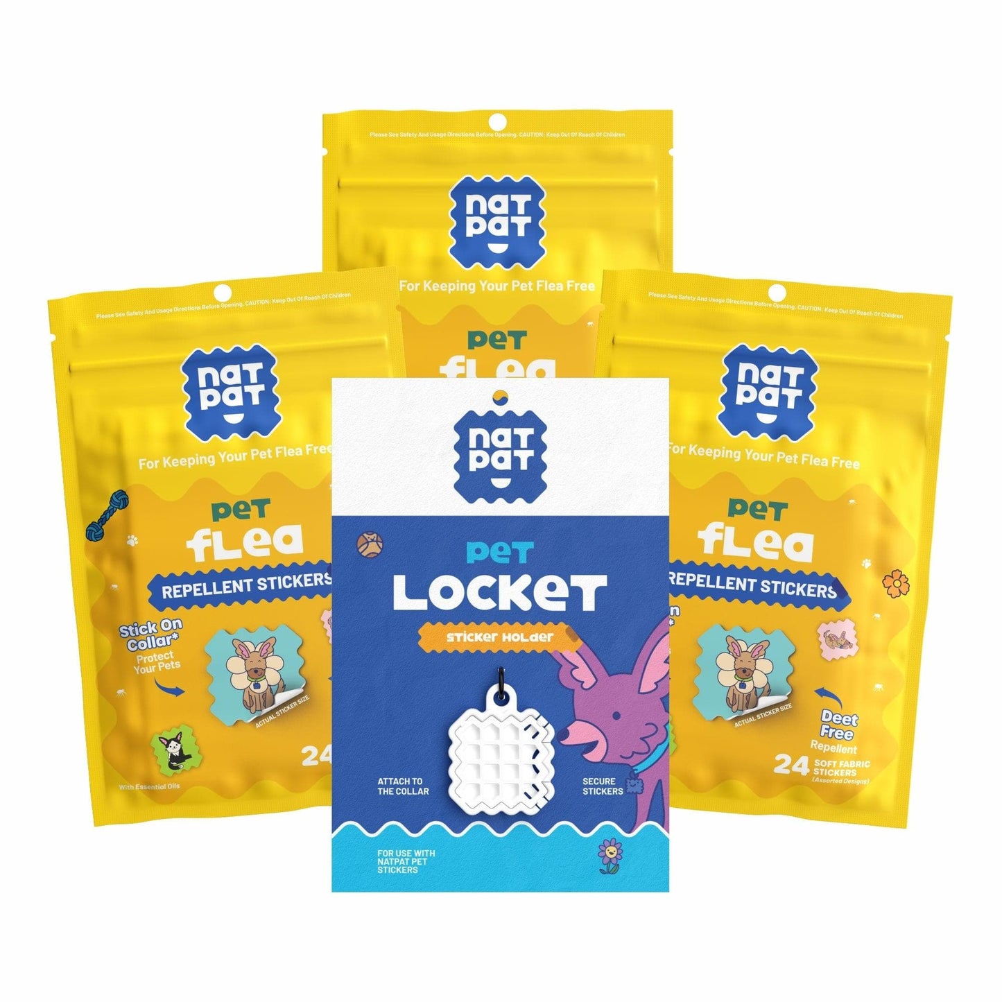 3 Packs of Pet Flea Repellent Stickers + 1 Pet Locket
