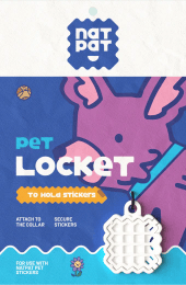 The Cat Zen Pet Locket accessory that holds a calming sticker on a cat's collar.