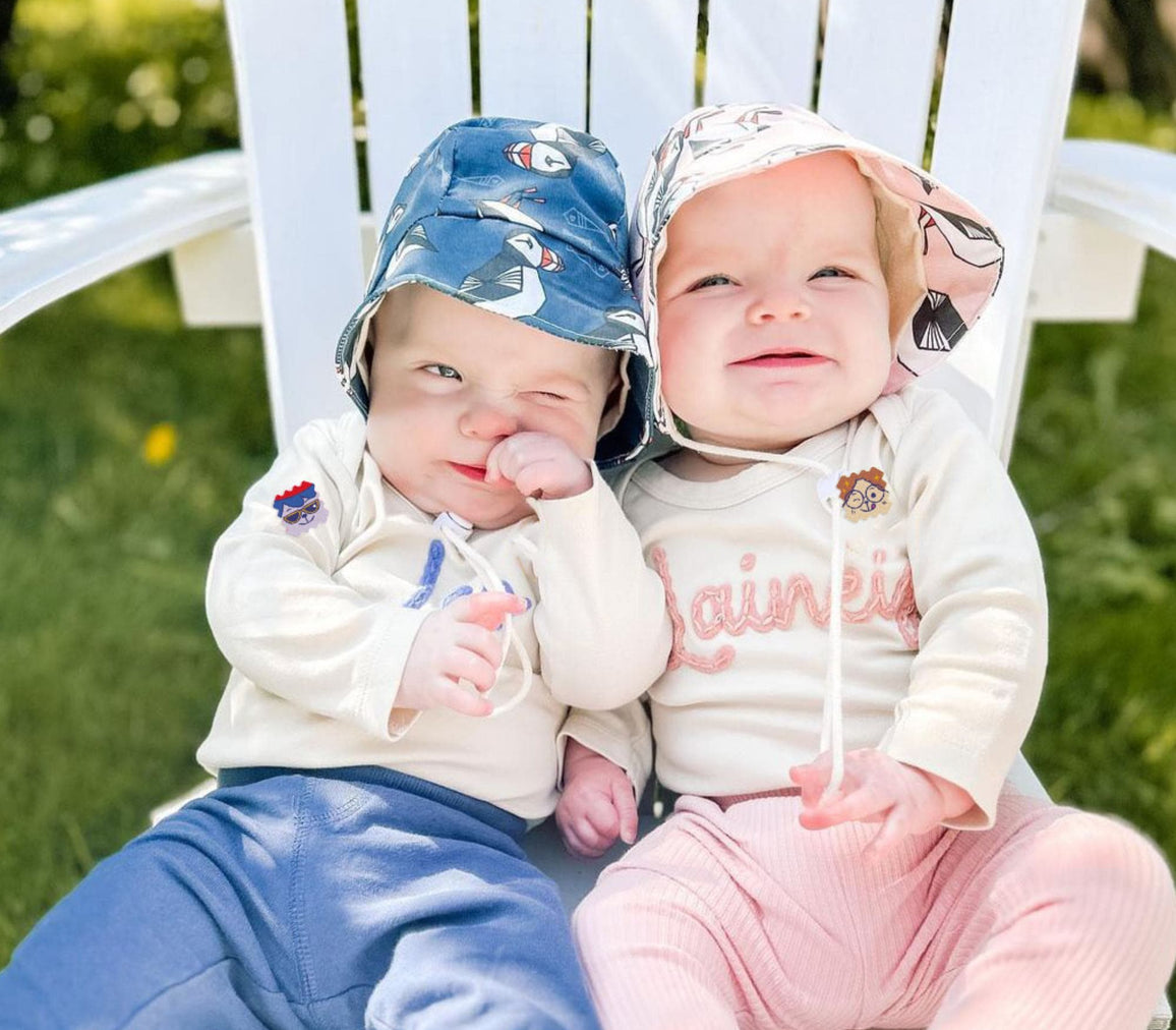 Child outdoors wearing a BuzzPatch sticker