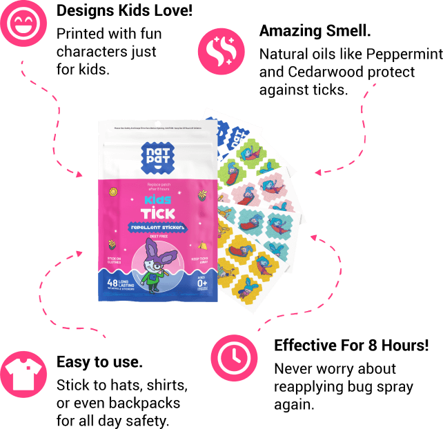 Buy Kids Tick Repellent Stickers | Safe & Natural | NATPAT TrailPatch
