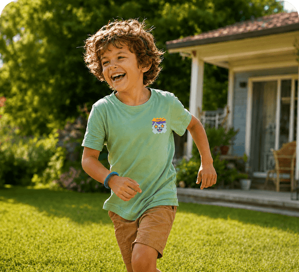 Kids running around the yard