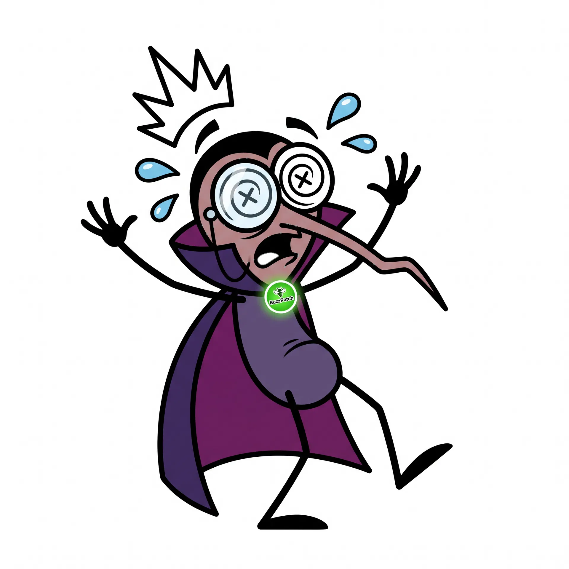 Marty the mosquito looking devastated