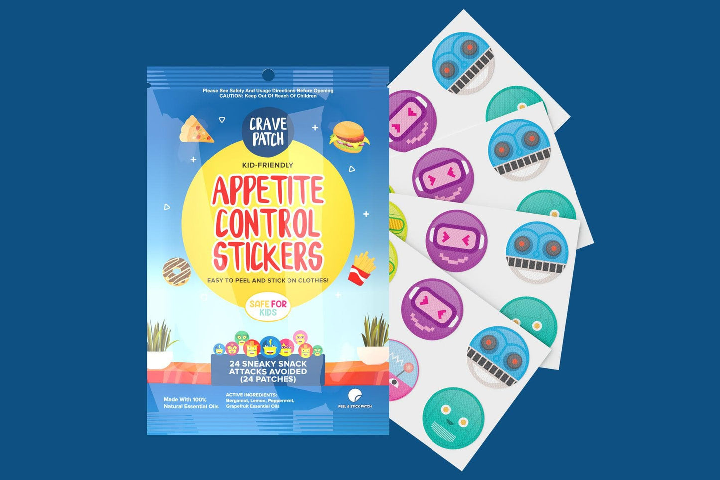 30 x CravePatch Appetite Control Stickers individual resale packets in a Retail Display Box