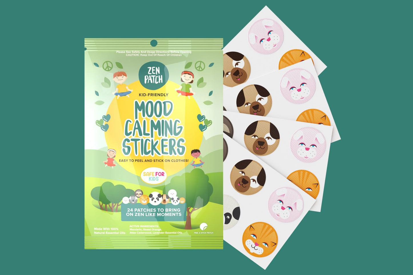 30 x ZenPatch Mood Calming Stickers individual resale packets in a Retail Display Box
