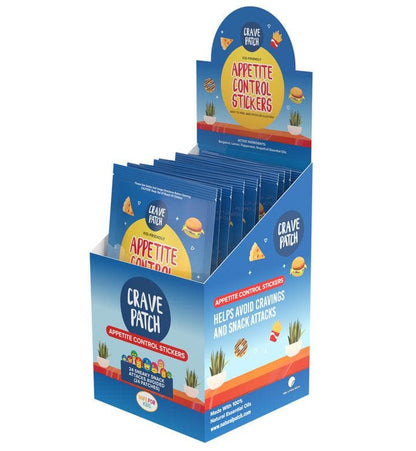 30 x CravePatch Appetite Control Stickers individual resale packets in a Retail Display Box