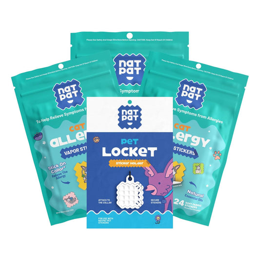 3 Packs of Cat Allergy Relief Stickers + 1 Pet Locket