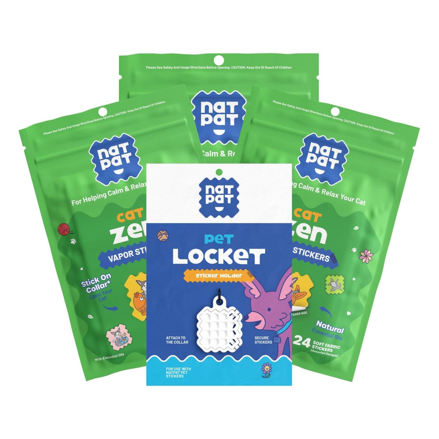 3 Packs of Cat Zen Stickers + 1 Pet Locket