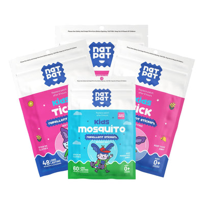 3 Packs of Kids Tick Repellent Stickers + 1 Pack BuzzPatch Stickers