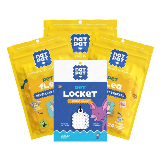 3 Packs of Pet Flea Repellent Stickers + 1 Pet Locket