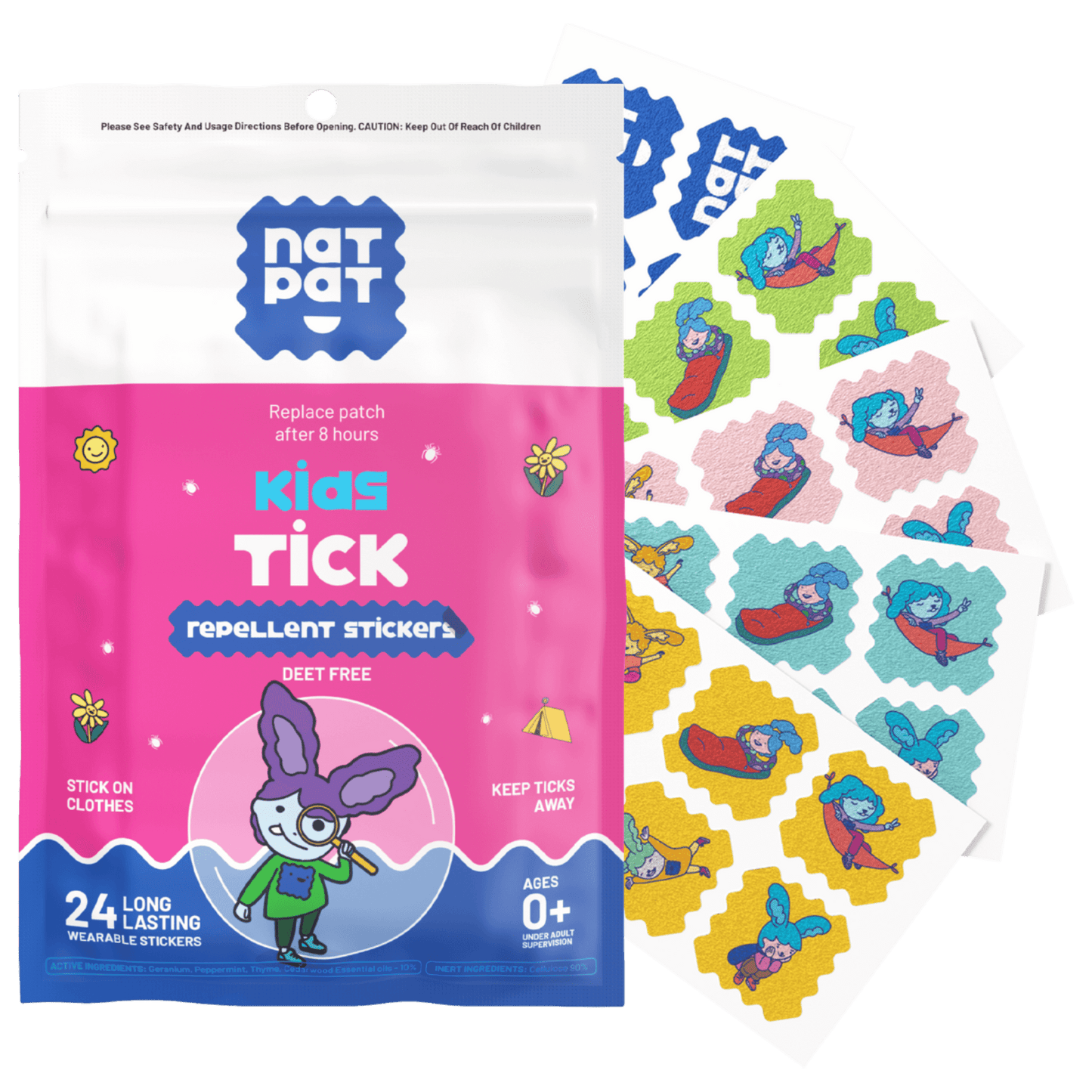 Kids Tick Repellent Stickers- 10 individual resale packets in Retail Display Box