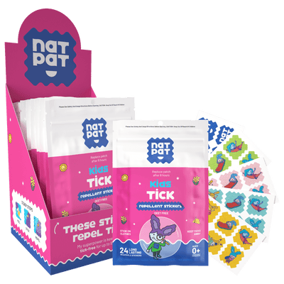 Kids Tick Repellent Stickers- 10 individual resale packets in Retail Display Box
