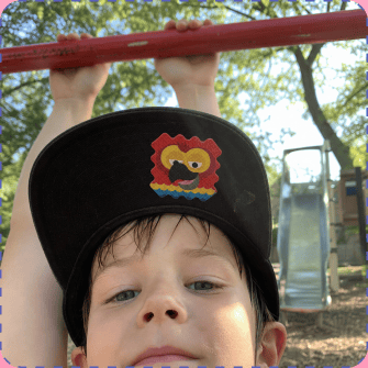 A dashed-border placeholder photo frame beside the hero copy, reserved for a family/child outdoor allergy-relief lifestyle photo.